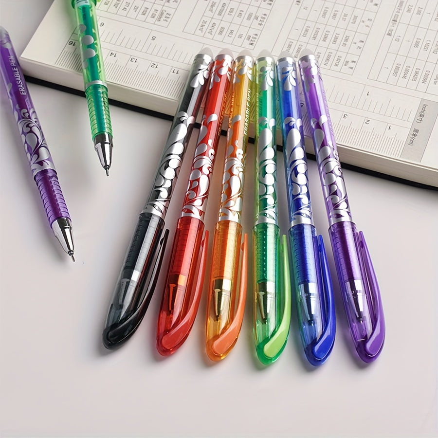 36pcs/set 6 Colors Neutral Erasable Pen, Blue/black/red/green/orange/purple Ink Writing Gel Pens Washable Handle School Office Supplies Stationery Gift