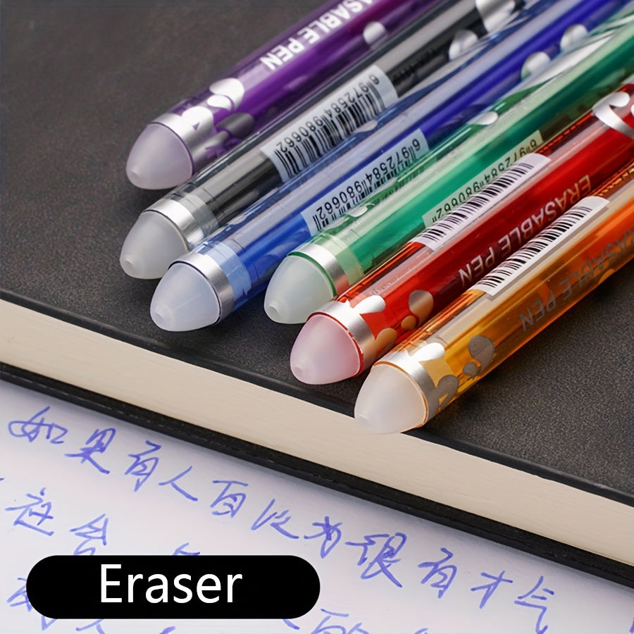36pcs/set 6 Colors Neutral Erasable Pen, Blue/black/red/green/orange/purple Ink Writing Gel Pens Washable Handle School Office Supplies Stationery Gift
