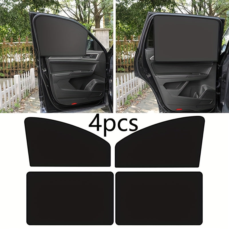 4-Piece Magnetic Car Sun Visor Set - Thick Mesh Side Window Visors, Heat Insulation, UV Protection, Fits Most Vehicles