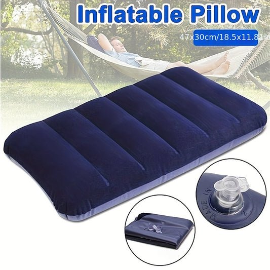 Compact portable inflatable pillow 18.75x11.75 inches - soft, foldable design for travel and home use, easy to inflate, snap closure