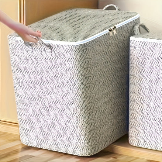 Large Storage Box with Handles - Non-woven Storage Box for Clothes and Blankets, Stylish Wardrobe Solution, Light Gray