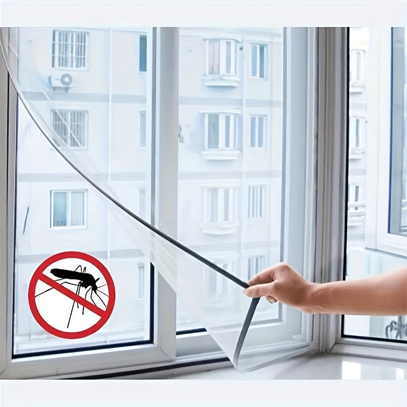 Traditional Style Adhesive DIY Window Screen Net Curtain Set with Hooks and Tape, Cuttable Mosquito Screen for Multiple Windows, Home Decoration Accessories - 1 Set