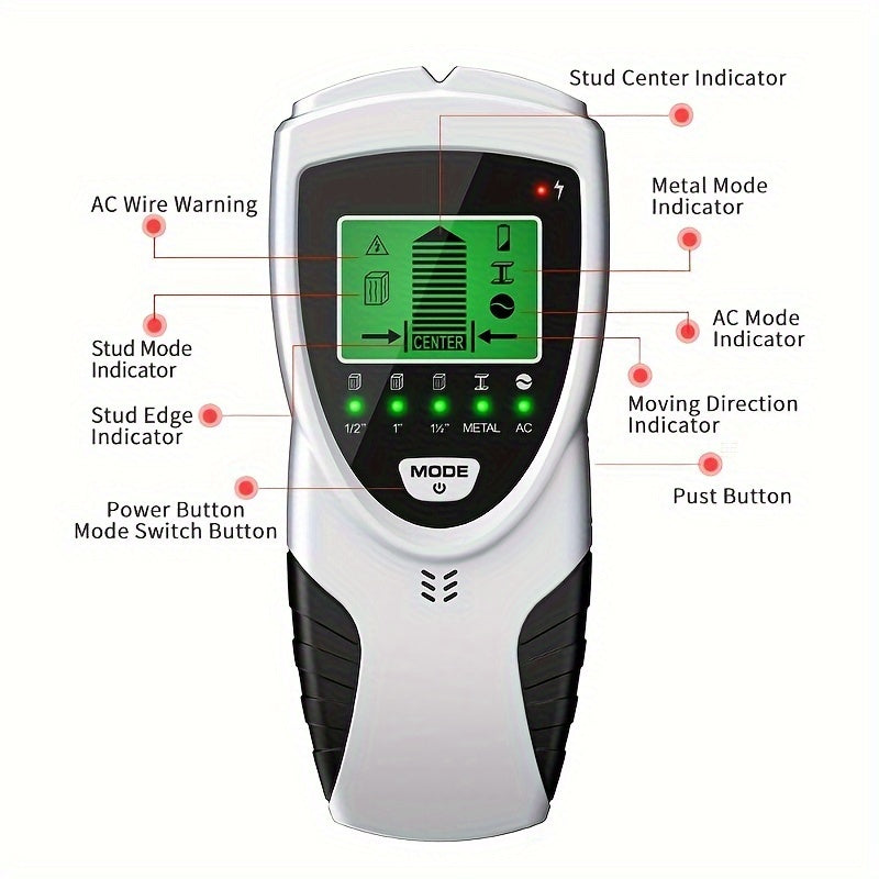 SH301 5-in-1 Wall Scanner - Stud, Metal & Wire Detection Tool with LED LCD Display