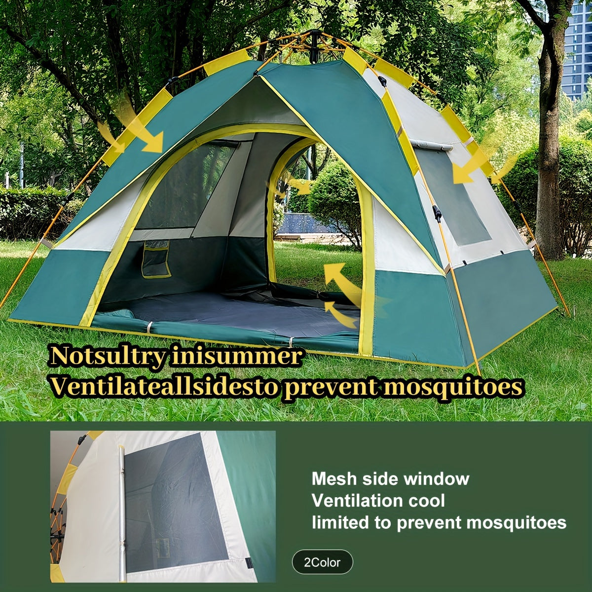 Versatile Waterproof & Windproof Tent with Dual Doors - Ideal for Family Camping, Hunting, Hiking, and Travel