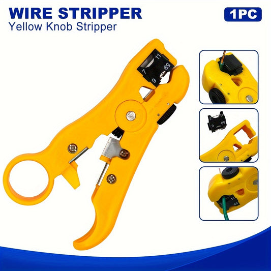 1pc Multi-Functional Electric Stripping Knife Pliers Tool, Coaxial Cable Wire Cutter Striper for UTP/STP RG59 RG6 RG7 RG11 Network Cables with Precise Wire Stripping