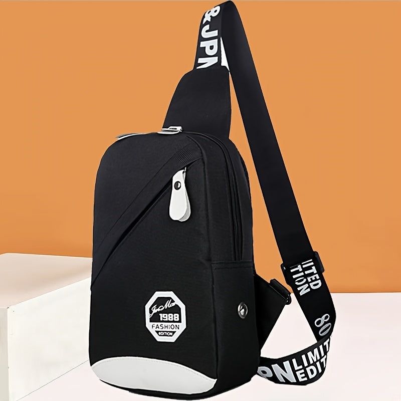 Fashion Black Nylon Women's Crossbody Bag - Lightweight Adjustable Shoulder Strap Crossbody Chest Bag with Tassel Decoration