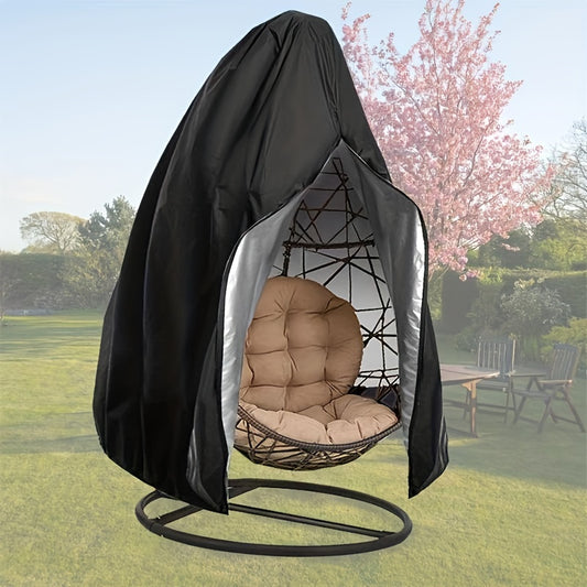Waterproof Black Egg Chair Cover with Zipper - Durable Polyester Outdoor Furniture Protector for Single Swing Egg Chair