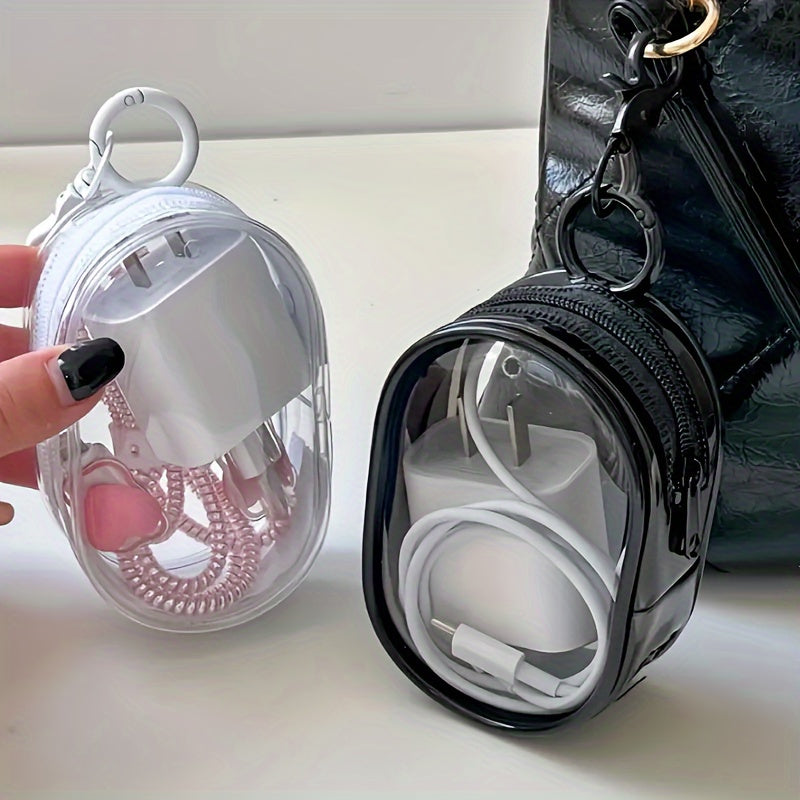 1pc Portable PVC Cable Organizer Box, Casual Style Transparent Charger Storage Box for Earphones and Data Cables