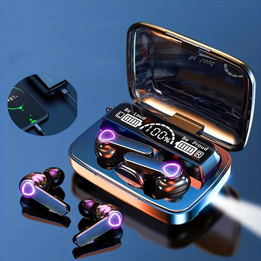 Wireless earbuds, sports earphones with emergency charger box, LED power display, built-in microphone, HIFI sound quality, portable charging box for mobile phone
