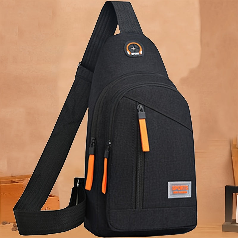 Stylish black Oxford canvas crossbody bag with adjustable shoulder strap and zip closure - perfect for casual outings