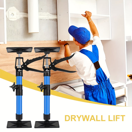 Adjustable Drywall Lift 2 Piece, 30.0-59.0cm Telescopic Support Tool, Cabinet Jack Set, Press and Release Mechanism, with Rotatable Non-Slip Support Base - Manually Operated Construction Tool