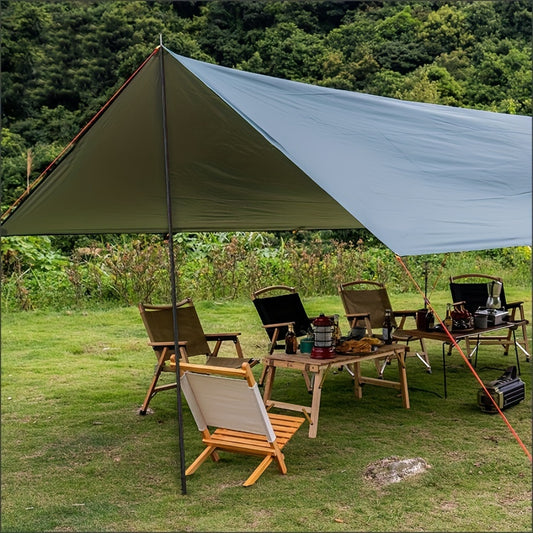 Versatile Orange/Green Canopy Tent Kit with 2 Poles, 8 Grommets, 6 Ground Stakes, 6 Guy Ropes and Storage Bag - Perfect for Outdoor Adventures, Sun and Rain Protection