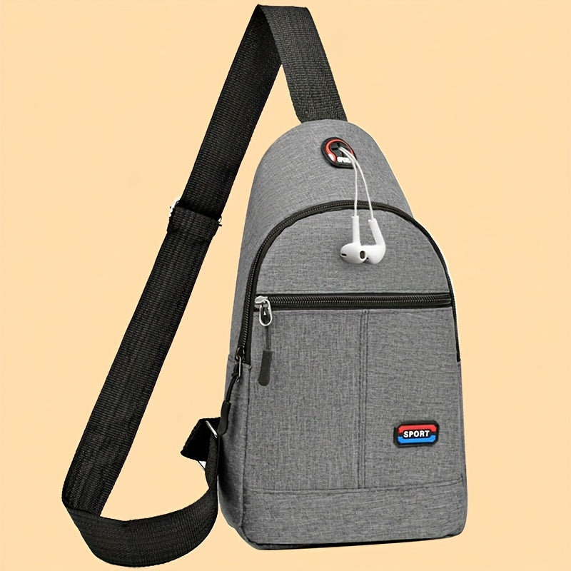 Men's Casual Nylon Crossbody Bag - Multi-Purpose, Sports and Travel Chest Bag with Tassel Detail