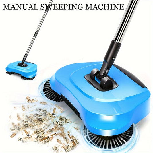 3-in-1 Manual Push Broom - Multi-function Cleaning Tool with Sweeping and Mopping Functions - Spiral System for Deep Cleaning - Crumb, Pet Hair and Dust Remover for Home, Office, Kitchen - Essential for Hardwood, Tile, Floor Cleaning
