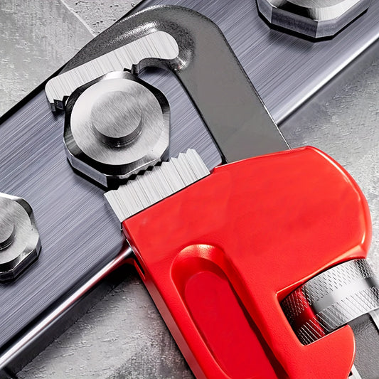 Heavy-Duty Adjustable Straight Pipe Wrench Set - 8 Inch/10 Inch/12 Inch Versatile Plumbing Wrench with Heat Treated Adjustable Jaw, Soft Grip Handle, and Durable Construction for Efficient Household Plumbing Repairs, Red