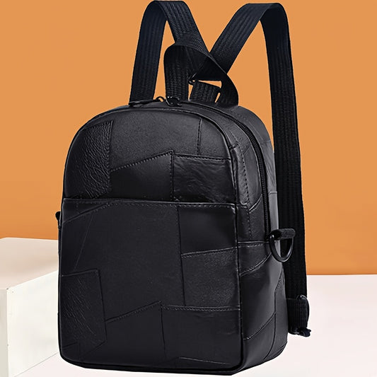 Stylish black faux leather backpack - Versatile and lightweight with adjustable shoulder straps for a casual style for women