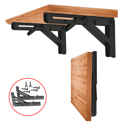 2 Pieces Heavy Duty Folding Shelves with Adjustable Angle - 90° Decorative Table and High Quality Metal Wall Mount Storage Bracket