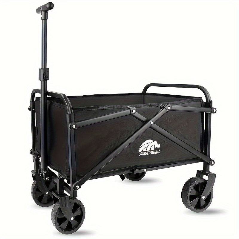 Versatile Heavy Duty Folding Cart - Perfect for the Beach, Boat, Pets, Groceries and Camping | Easy to Store, All Terrain Wheels, Black