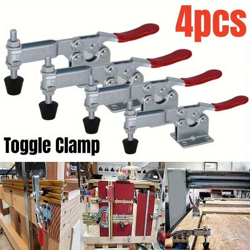 4pcs Heavy Duty GH-201B Toggle Clamps - 100kg Quick Release, Rust-Resistant Steel with Comfort Rubber Handle for DIY Projects & Crafts