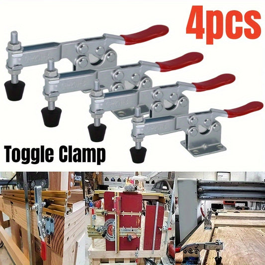 4pcs Heavy Duty GH-201B Toggle Clamps - 100kg Quick Release, Rust-Resistant Steel with Comfort Rubber Handle for DIY Projects & Crafts