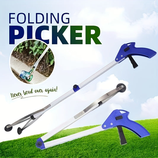 1pc, Long-Reach Folding Trash Grabber - Lightweight Alloy Camping & Hiking Tool for Easy Waste Pickup - Compact, Portable, and Space-Saving Design