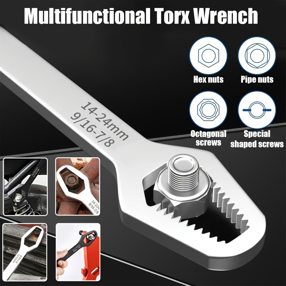 1pcuniversal Double End Torx Wrench - Precision Adjustable Tool With Wide Range 3-17mm - Enhances Your Toolbox With Versatility And Convenience Large Silver