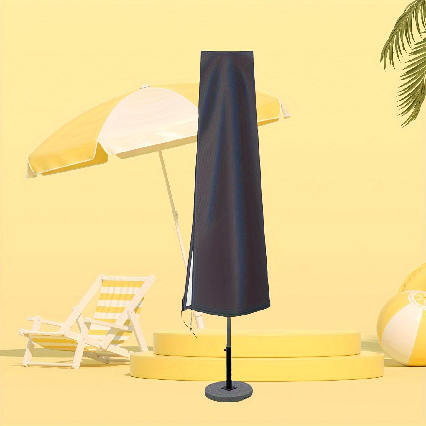Waterproof Parasol Cover - 1 Piece Black Patio Umbrella Cover, Splashproof, Windproof, Sandproof and UV-Proof, Fits Market Umbrellas with Diameters of 84-128 Inches