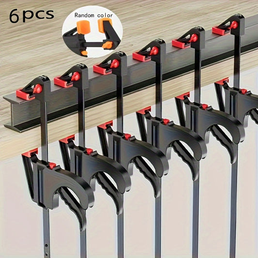 Set of 6 Quick Release F-Clamps - 4" Adjustable Ratchet Bar for Woodworking, Metal Construction, Pre-Assembled Easy Grip Woodworking Hand Tools 6 Pack