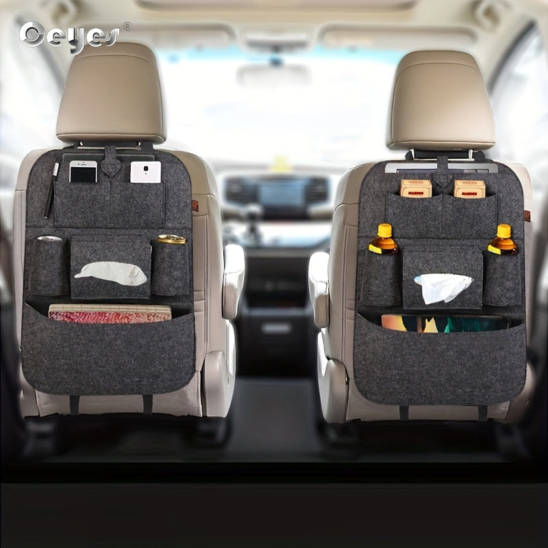 Portable Felt Car Seat Back Multi-Pocket Organizer - Spacious storage space for travel essentials, durable structure, easy installation - Perfect for road trips, family outings and daily commutes