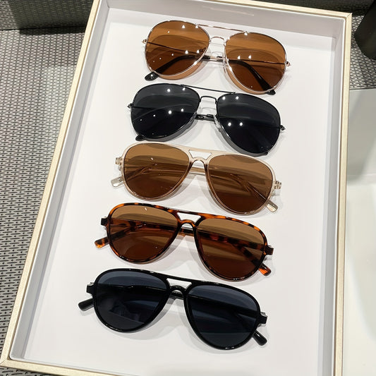 5 pieces of classic metal frame glasses with PC lenses, suitable for hiking and casual style decorative glasses for men and women