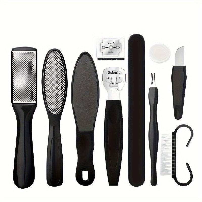 10 Pieces Stainless Steel Foot File Set - Professional Unscented Pedicure Tools for Dead Skin Removal and Foot Care Manicure Essentials