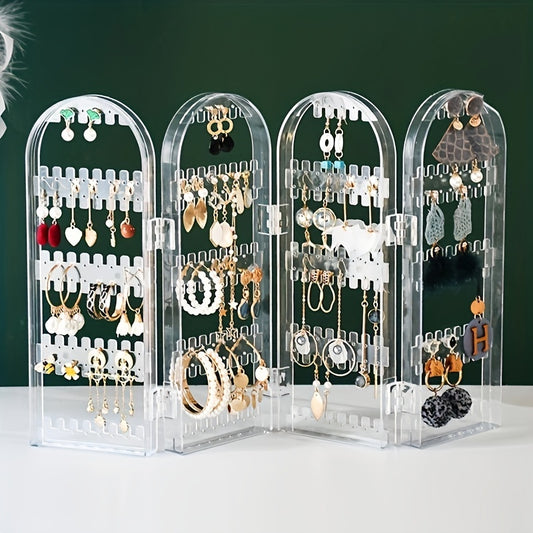 1pcs Foldable Jewelry Display Stand Double Door Jewelry Display Stand Creative Screen Jewelry Rack for Plastic Earrings and Necklace Storage Rack