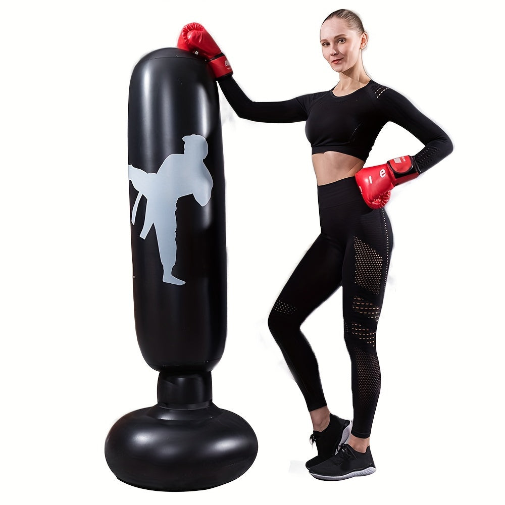 Inflatable Punching Bag - Freestanding Boxing, Karate and Taekwondo Training Punching Post - Target Focus Bag for Home Gym Practice Kicks and Punches - Durable PVC Fabric - For Ages 14+