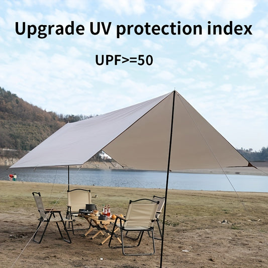 Portable Travel Picnic Sunshade - Waterproof and UV-resistant, Silver-coated fabric, Thickened poles, 82 inches high, Square eaves design, UPF>50, PU1000 - Great for camping, outdoor activities and family gatherings  300*292cm with accessories
