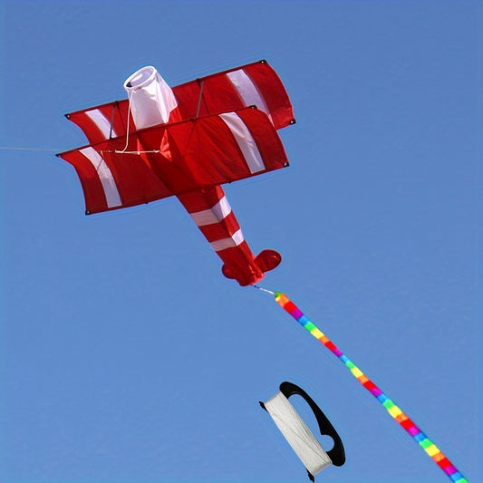 Innovative 3D Bi-plane Kite - Breathtaking Stereo Sound, Realistic Airplane Design with 100m Control Line - Fun-Filled Outdoor Entertainment for All Ages