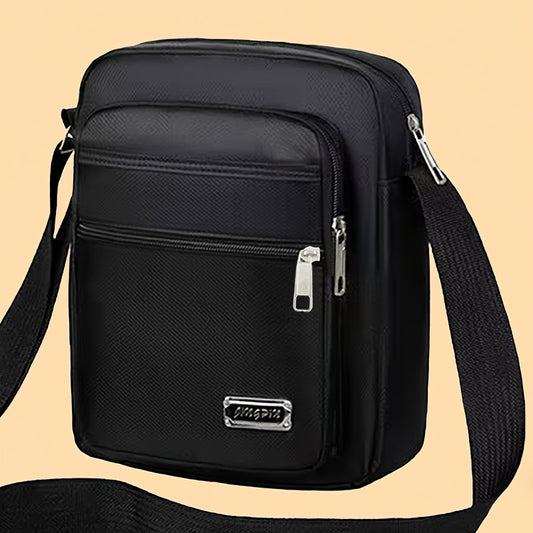 Men's Casual Nylon Crossbody Bag - Adjustable Shoulder Strap, Tassel Detail, Black - Perfect for Daily Commuting and Sports