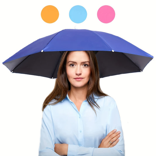 Foldable large umbrella hat, UV protection unisex outdoor rain hat, essential for sun protection and fishing, waterproof canopy, durable design