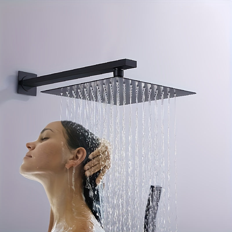 Square Stainless Steel Rain Shower Head - Easy to install, no electricity required, perfect for bathroom upgrades
