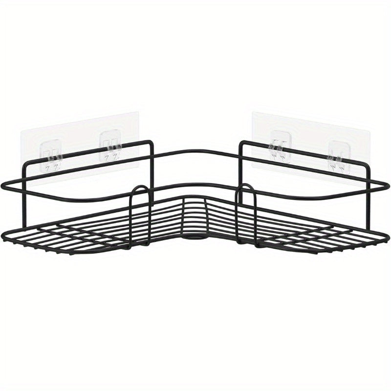1-Pack Stainless Steel Shower Rack, Large Capacity Corner Rack, Hanging Storage Rack, Strong Adhesion, Waterproof and Mildew-proof, Suitable for Home Bathroom Storage