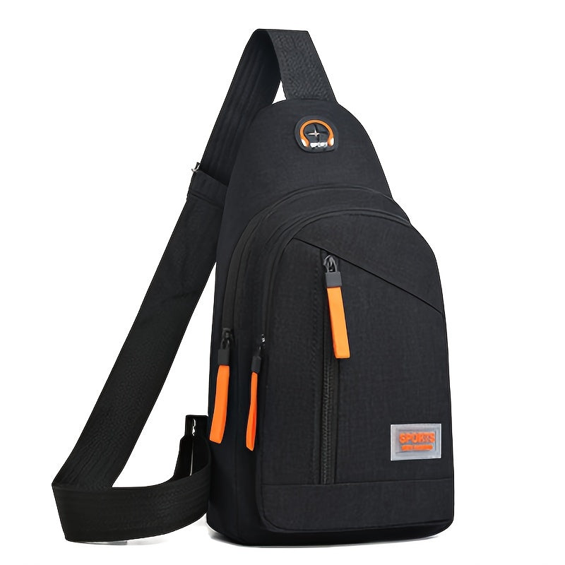 Stylish black Oxford canvas crossbody bag with adjustable shoulder strap and zip closure - perfect for casual outings