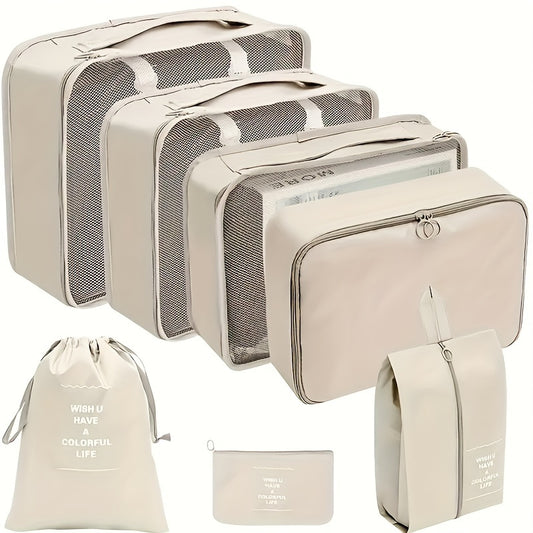7-piece Ultimate Travel Organizer Set - Spacious and Lightweight Luggage, Shoe Bag, Toiletry Bag and More - The Perfect Multipurpose Packing Solution for Easy Travel