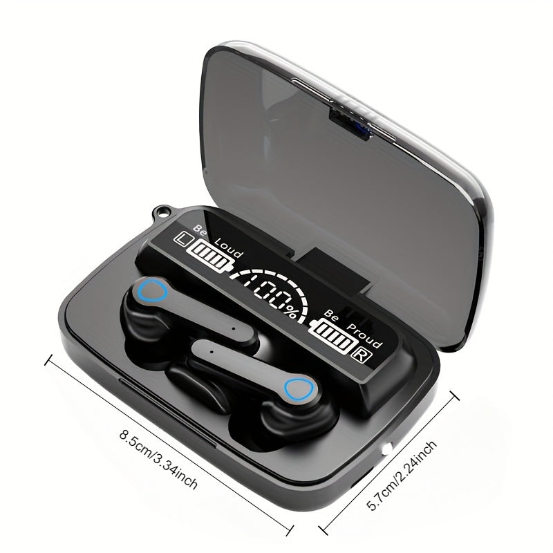 Wireless earbuds, sports earphones with emergency charger box, LED power display, built-in microphone, HIFI sound quality, portable charging box for mobile phone