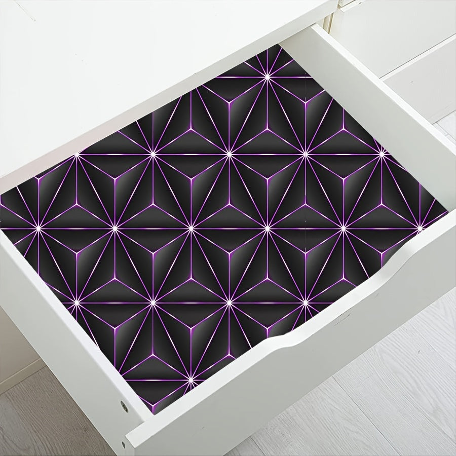 PVC Tri-Proof Purple Geometric Wallpaper Roll - Easy Peel and Stick, Removable, Suitable for Kitchen, Bedroom, Bathroom - Great for DIY Home and Commercial Decoration