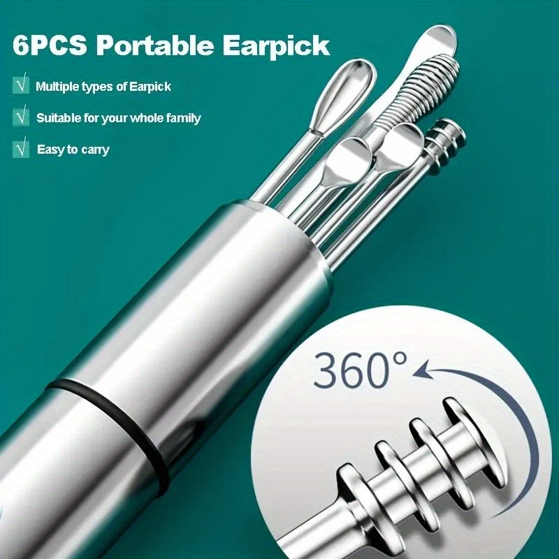 6pcs Stainless Steel Ear Wax Removal Kit Gentle And Effective Cleaning Tools