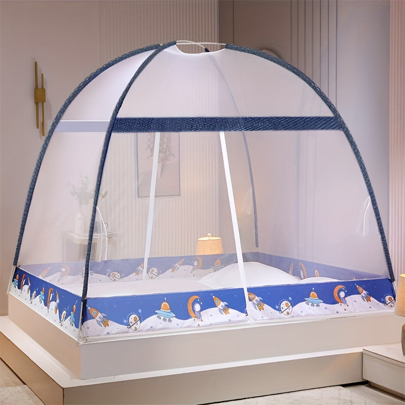 1 piece pop-up cartoon yurt bed cover - 360° all-round mosquito net, quick installation, no installation required, dustproof, large space, summer bedroom bedding home fashion decoration, easy to assemble, portable, space saving
