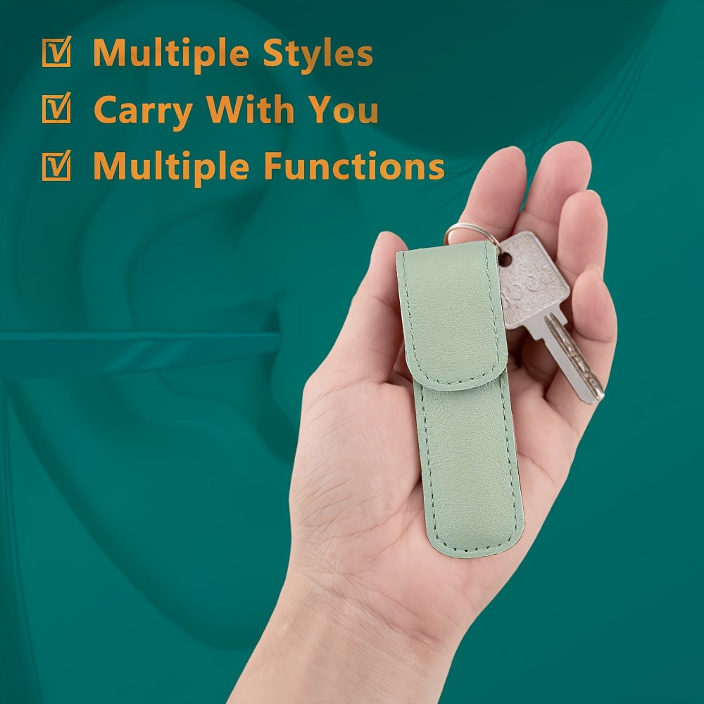 6 in 1 Stainless Steel Ear Wax Removal Tool Kit with PU Leather Case - Portable Ear Cleaner Set with Multiple Heads and Spoon for Ear Care in Stick Shape, No Batteries Required