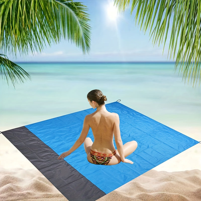 Waterproof Twill Nylon Picnic Mat - Durable, Moisture-Proof, Foldable, and Portable for All-Season Outdoor Camping and Beach Trips - Easy Hand Wash Only