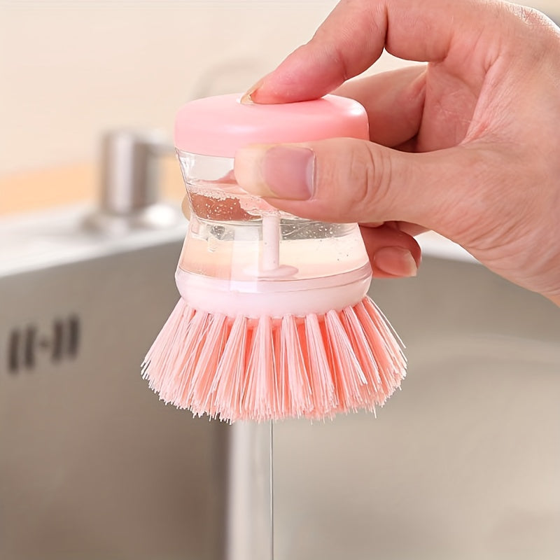 1pcs, Kitchen Pot Cleaning Brush, Home Dishwashing Brush, Press Soap Liquid Brush Portable Small Kitchen Pot Pan