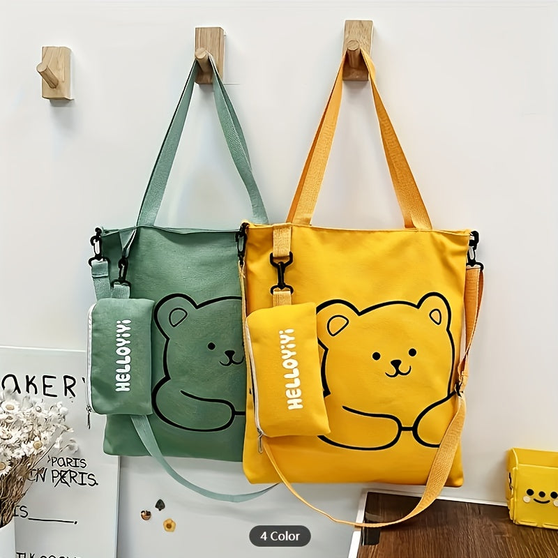 1PC cute cartoon printed handbag, large capacity shoulder bag and coin purse, perfect underarm bag for commuting