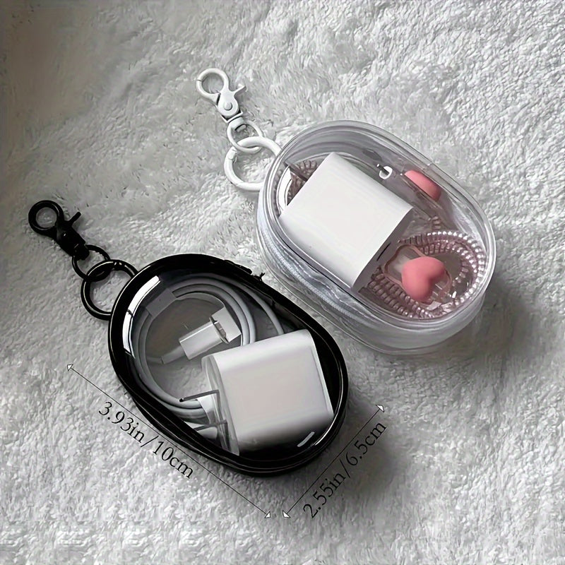 1pc Portable PVC Cable Organizer Box, Casual Style Transparent Charger Storage Box for Earphones and Data Cables